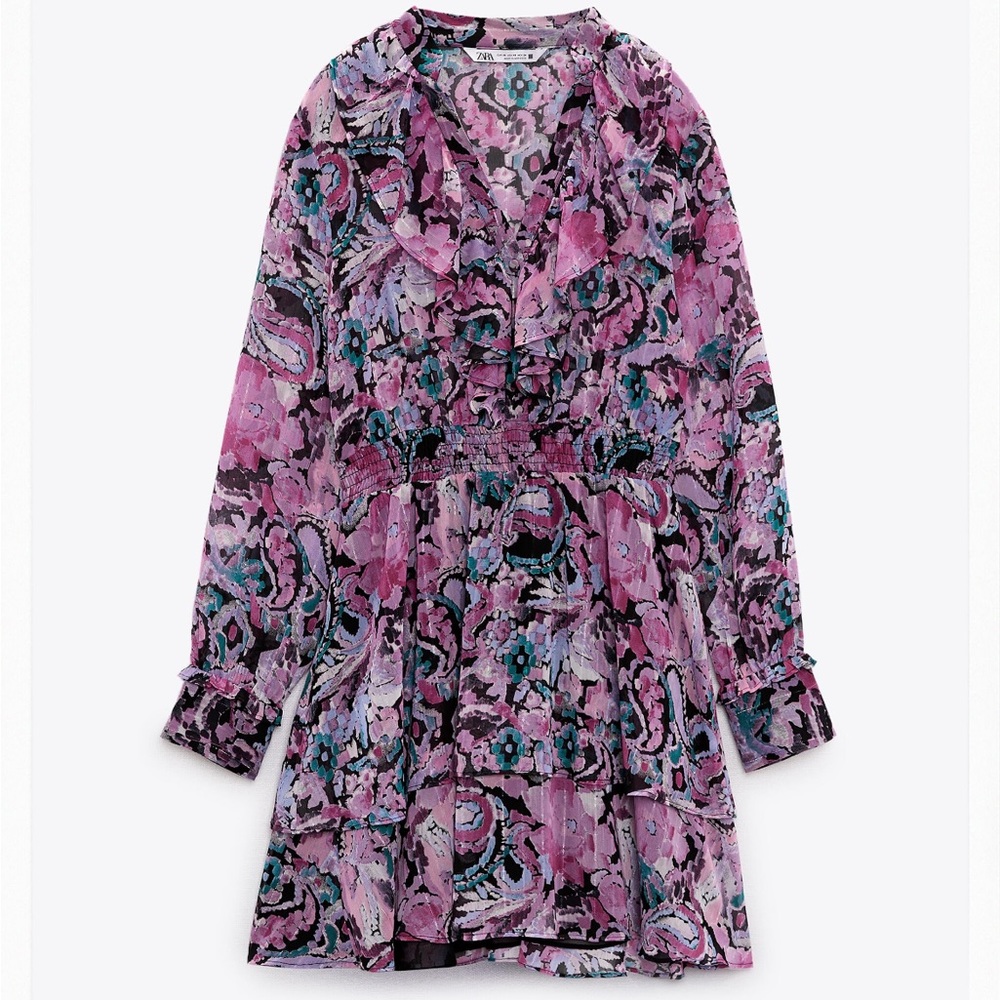Zara Ruffled Print Dress